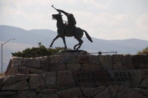 Back-lit Buffalo Bill Statue